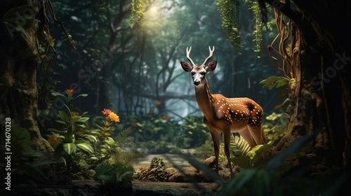 deer in the forest created with Generative Ai