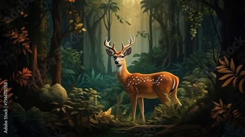 deer in the forest created with Generative Ai