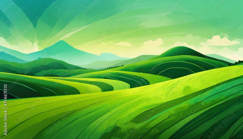 abstract green nature landscape wallpaper background illustration generative ai