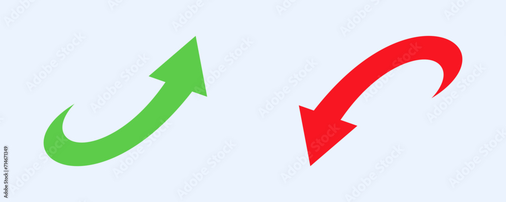 Financial arrows up and down. Green and red arrow. Increase and decrease. Vector 10 EPS. Financial arrows up and down. Green and red arrow. Increase and decrease. Vector 10 EPS.