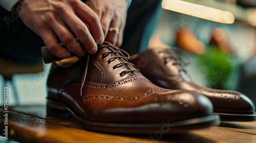 Close-up image, Best Job Candidate, Interview Preparation, Detail shots of someone polishing shoes 