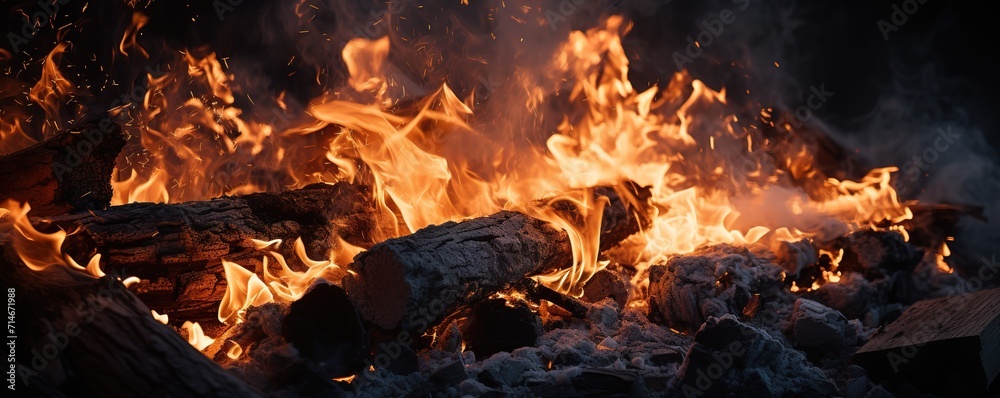 A background of a burning fire with black and hot charcoal. generative AI A background of a burning fire with black and hot charcoal. generative AI