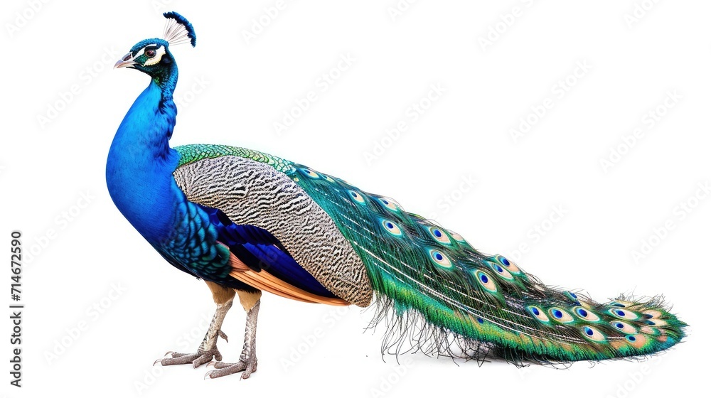Fototapeta premium peacock on isolated white background.