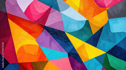 Multicolored abstract canvas background with geometric shapes in bright colors forming a mosaic