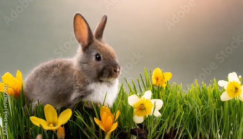 rabbit in the grass concept of spring and easter