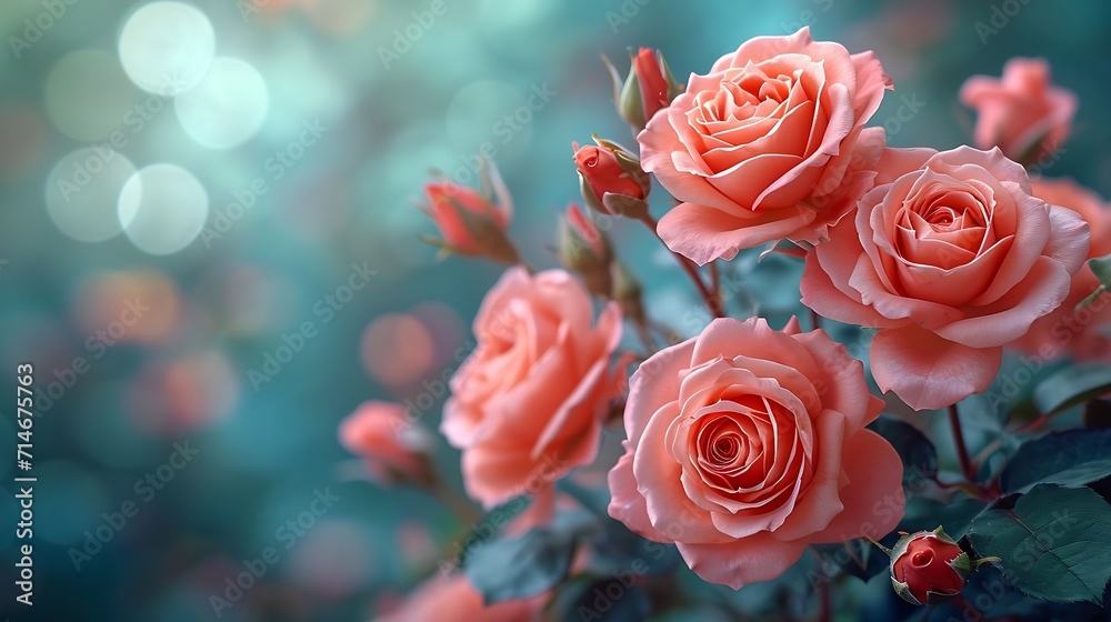 Beautiful pink roses on a soft background : Generative AI
