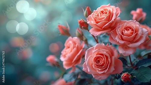 Beautiful pink roses on a soft background   Generative AI