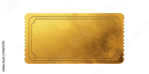 blank golden ticket, top view, isolated, PNG photo