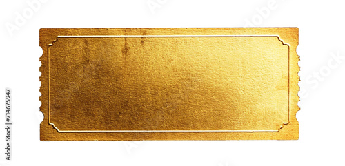 blank golden ticket, top view, isolated, PNG. Generative Ai. © 용성 김