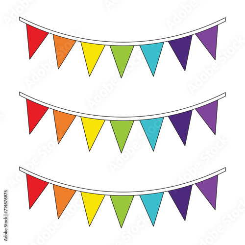 kids drawing Vector illustration colorful bunting flags flat cartoon isolated