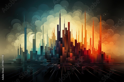 Abstract Urban Glow: Colorful Cityscape Horizon
