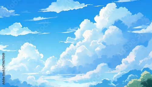 a sky full of clouds anime style