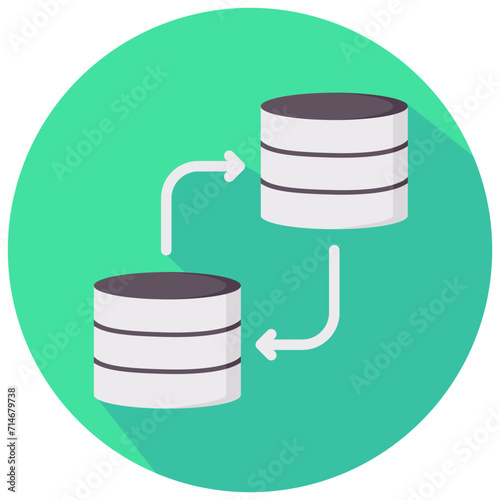 database exchange round flat vector icon