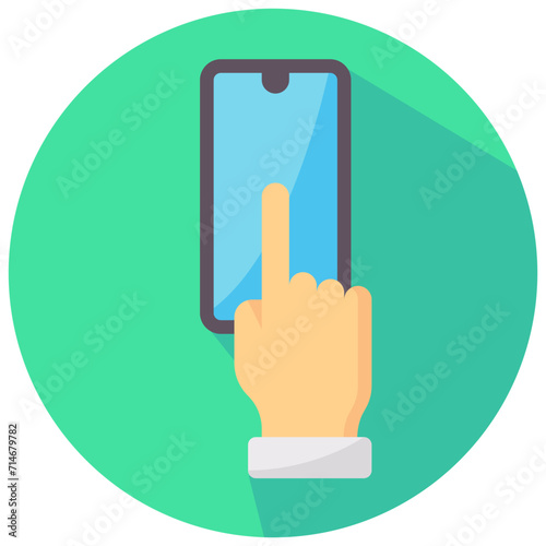 phone tap round flat vector icon