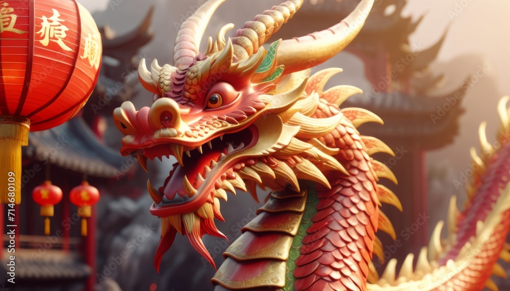 Naklejka premium Beautiful fantasy dragon. Year of the Dragon according to the eastern horoscope