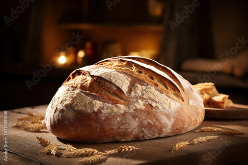 loaf of bread on the table. Generative Ai photo