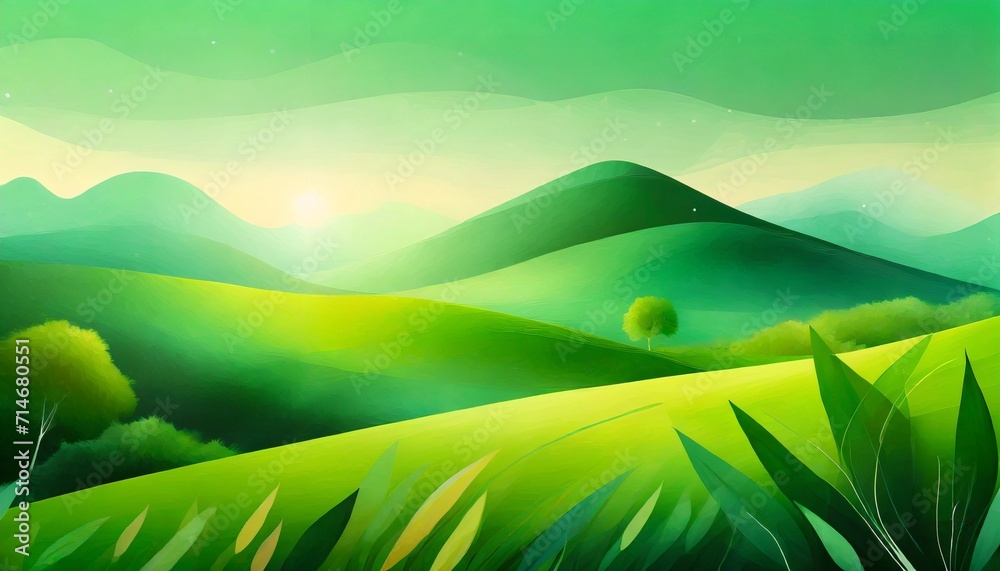 abstract green nature landscape wallpaper background illustration generative ai
