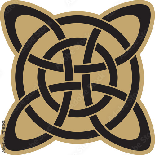 Vector gold and black Celtic knot. Ornament of ancient European peoples. The sign and symbol of the Irish, Scots, Britons, Franks.