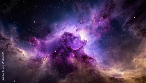 purple nebula and cosmic dust in star field