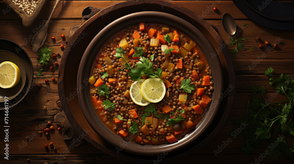 A bowl of warm and comforting lentil stew, a nourishing option for breaking the fast during Ramadan