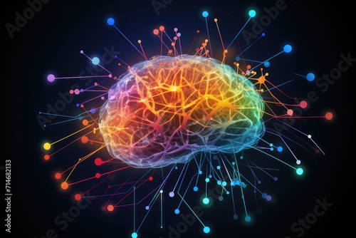 Colored Neural neuroscience love, brain amorous feelings. Chemical symphony dopamine, oxytocin, serotonin, endorphins, affection waves, passion, devotion and Phenylethylamine (PEA) romantic tapestry
