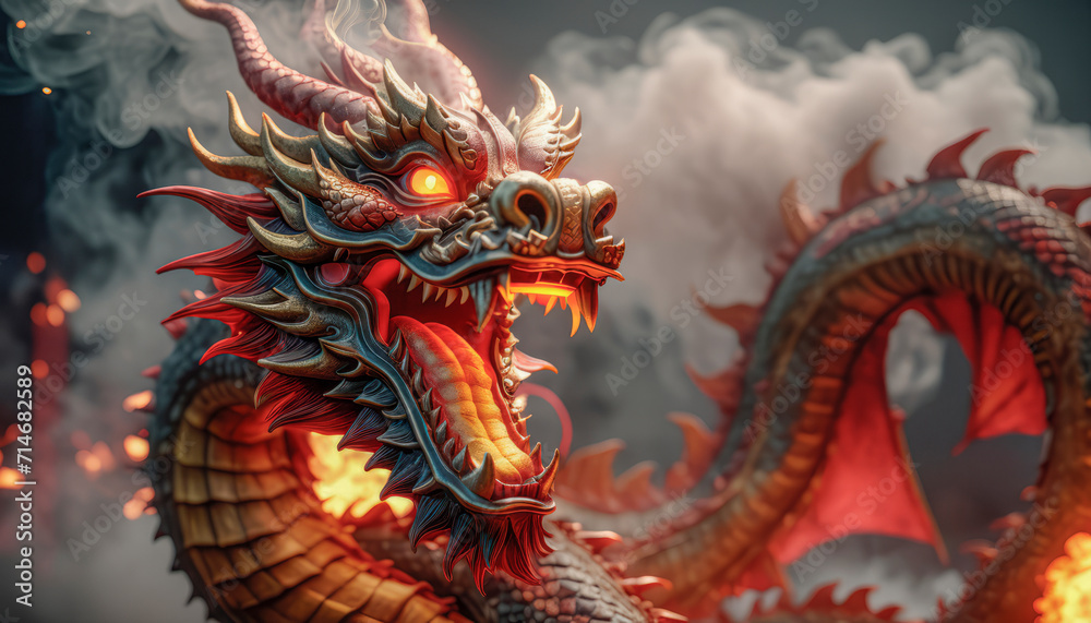 Fototapeta premium Beautiful fantasy dragon. Year of the Dragon according to the eastern horoscope