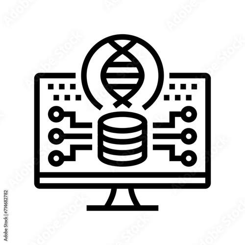 genomic data analysis cryptogenetics line icon vector. genomic data analysis cryptogenetics sign. isolated contour symbol black illustration photo