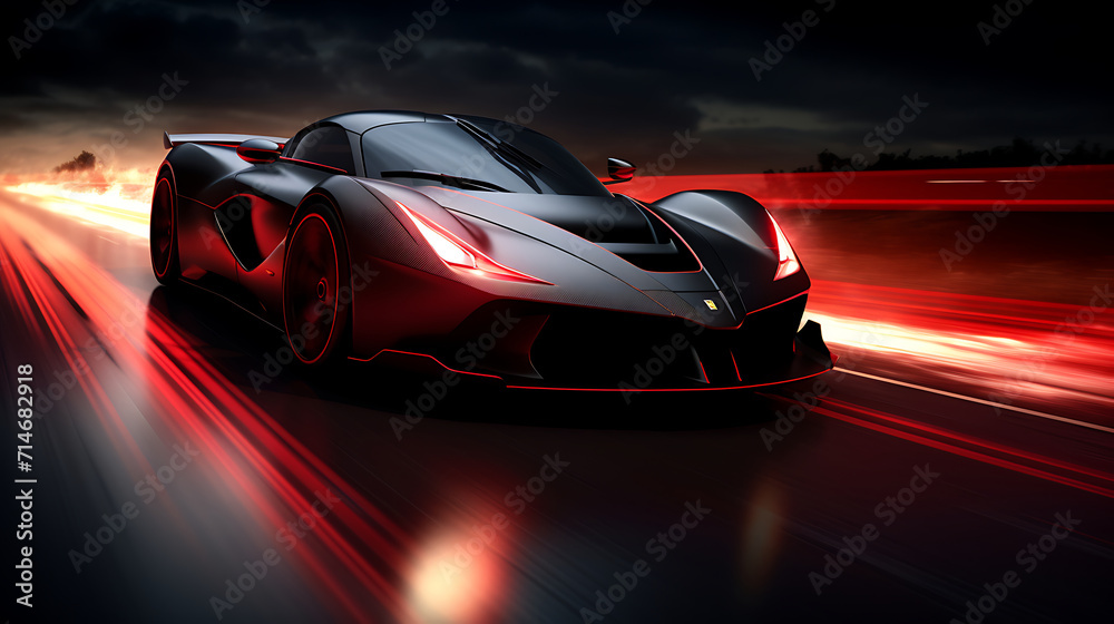 The top speed of a hypercar. - obrazy, fototapety, plakaty 