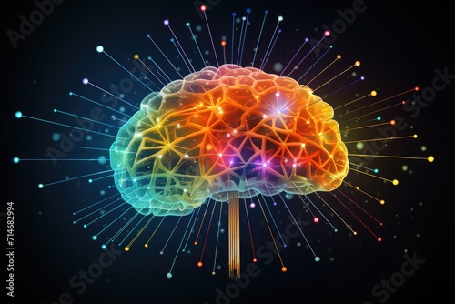 Colored Brain tumor oncology treatment tumor resection, radiation therapy, neurooncology and chemotherapy. Oncogene mutations, oligodendrogliomas, ependymomas, axon medulloblastomas precision medicine photo