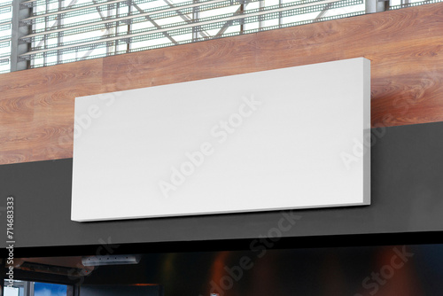 Blank store logotype signage sign design mockup isolated, clear shop template, logo street hanging mounted on the wall. Signboard badge brand branding identity.