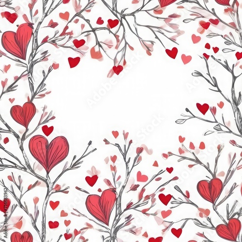 Valentine's Day, Love, watercolor flowers in the shape of a heart. copy space. Valentine heart floral frame border 
