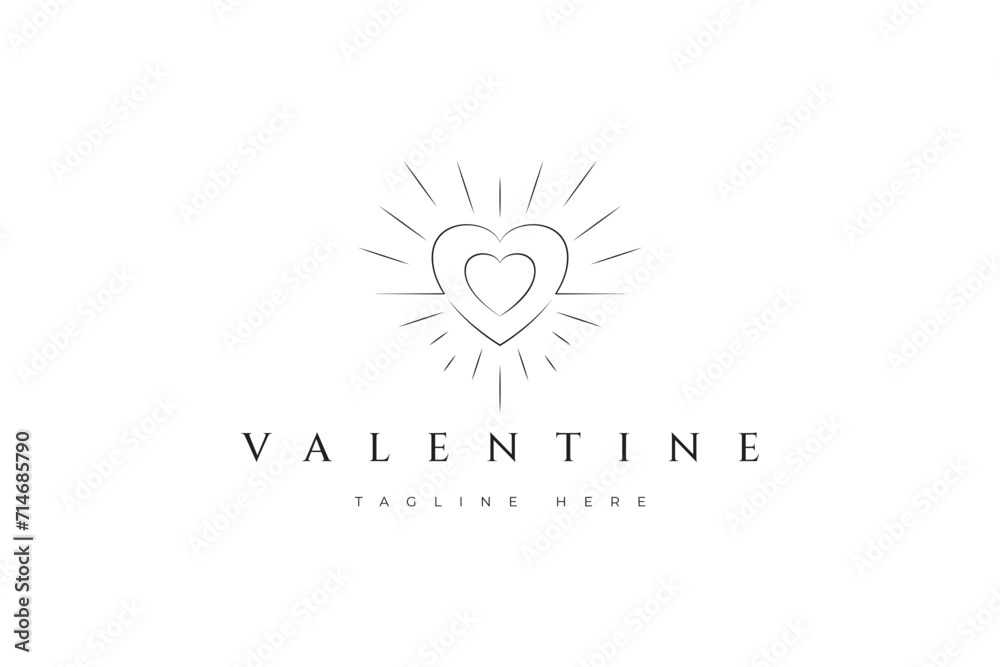 Love Heart Shape Valentines Day Shine Bright Logo
