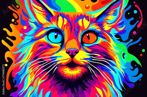 カラフルな猫のポップアート