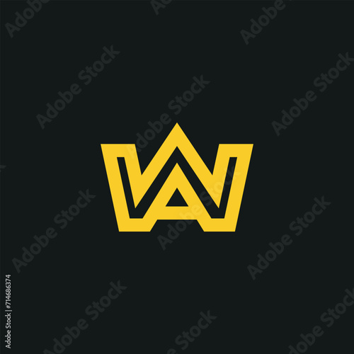  WA, A, W Icon Vector Logo Design Letter In Yellow Color Text Abstract Minimalist Style Graphic