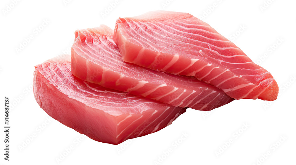 Fresh tuna steaks isolated on white background, sashimi Fresh tuna steaks isolated on white background, sashimi