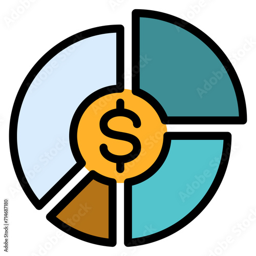 Budget Pie Outline Colour Icon