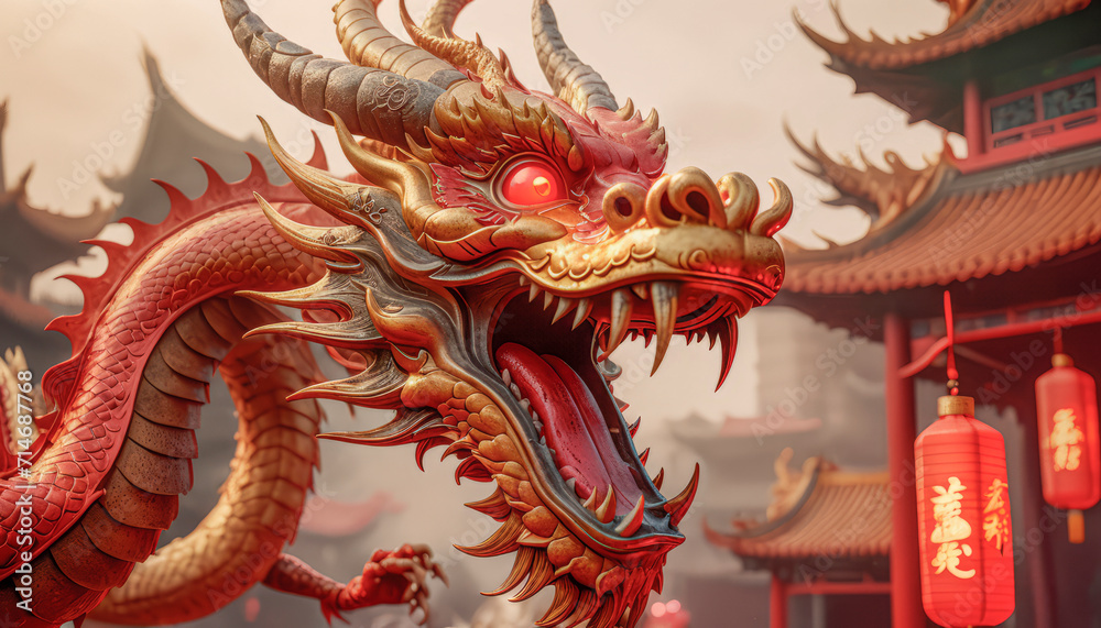 Fototapeta premium Beautiful fantasy dragon. Year of the Dragon according to the eastern horoscope