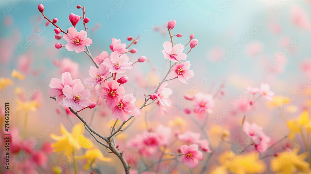 cherry blossom sakura in spring season with soft focus background