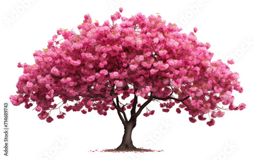 Cherry Tree, A Vision of Delicate Petals Dancing in the Breeze on a White or Clear Surface PNG Transparent Background. © Usama