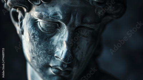 classical ancient statue sculpture art closeup portrait of face head