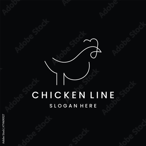 Outline icon. Chicken linear logo.