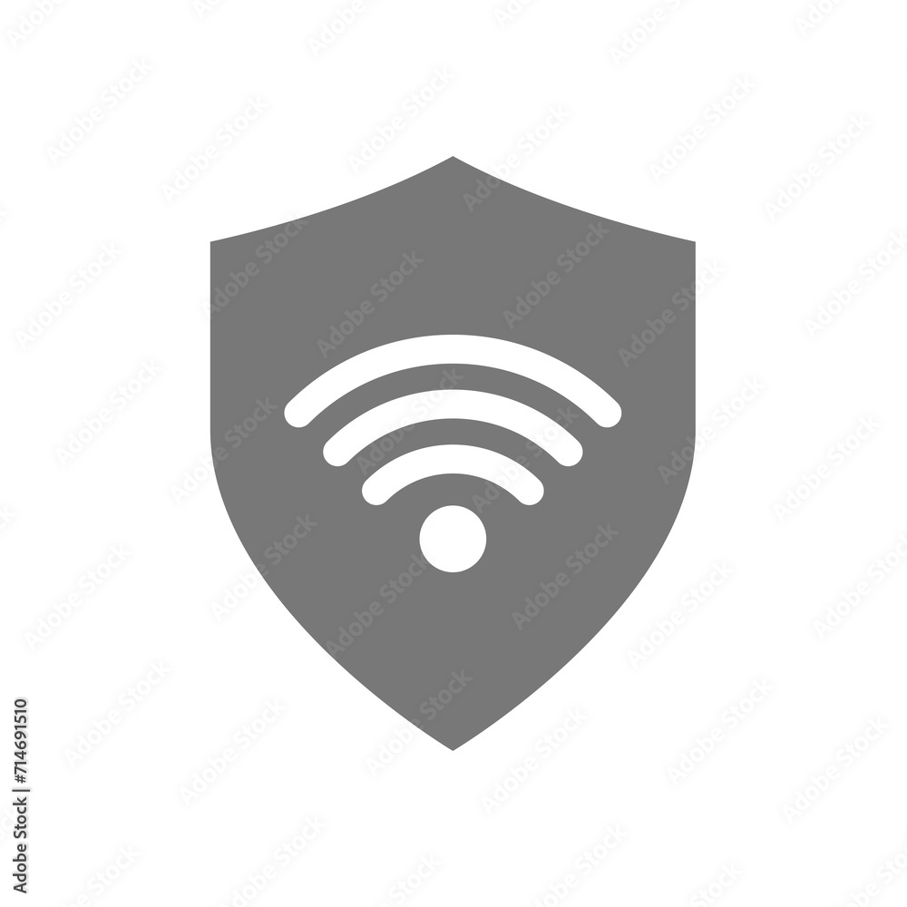Wi fi symbol and shield vector icon. Safe, secured wifi internet connection symbol. Wi fi symbol and shield vector icon. Safe, secured wifi internet connection symbol.