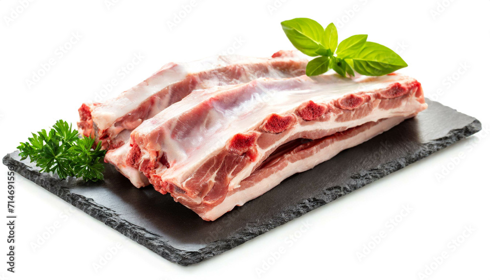 Rohe spare ribs isoliert auf weißen Hintergrund, Freistelle Rohe spare ribs isoliert auf weißen Hintergrund, Freistelle