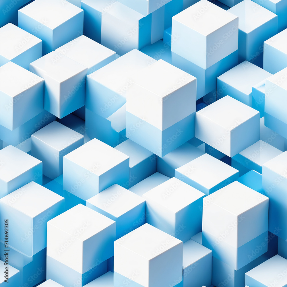 Pattern of abstract geometric background with 3d cubes in white and blue color Pattern of abstract geometric background with 3d cubes in white and blue color