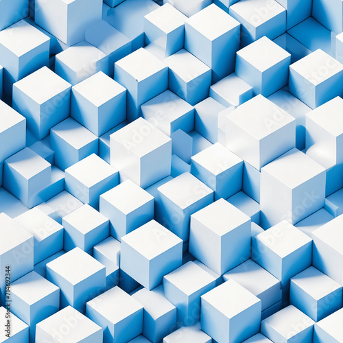 Pattern of abstract geometric background with 3d cubes in white and blue color