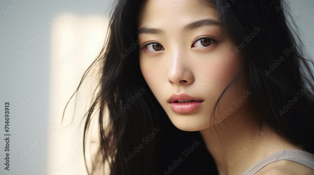 close-up portrait of a beautiful young Asian woman. Fashion photography asian girl close-up portrait of a beautiful young Asian woman. Fashion photography asian girl