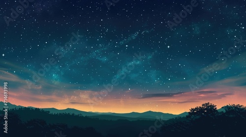 Space of night sky with cloud and stars. © Hope
