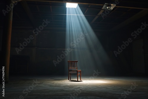 Create the dark room and have a chair in the middle with sport light