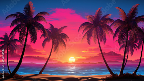 sunset over the beach