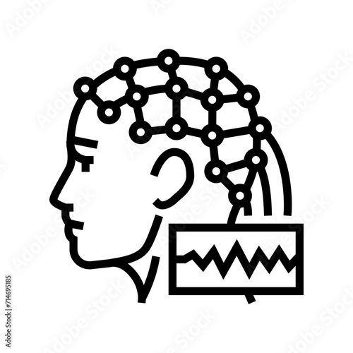 eeg monitoring neuroscience neurology line icon vector. eeg monitoring neuroscience neurology sign. isolated contour symbol black illustration